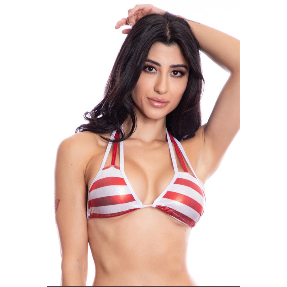 🦋B2G1🦋MIDNIGHT BALLERINA Candy Cane 3 Strap Curved Tri-Top | ONE SIZE Dance Wear - Picture 3 of 5